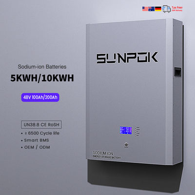 Sodium Battery 48V Battery Energy Storage 5Kwh 48V 200Ah 100Ah Lifepo4 Wall Mounted Sodium Ion Battery Pack