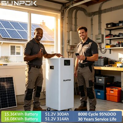 SUNPOK 48V 51.2V 300Ah 314Ah Lithium Solar Battery 15kWh 16kWh LiFePO4 Household Resident Home Energy Storage Lithium Battery