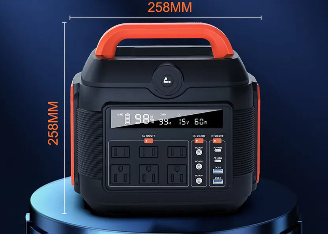 600w পোর্টেবল পাওয়ার সাপ্লাই আউটডোর 110/220v Ac আউটলেট রিচার্জেবল ব্যাটারি ক্যাম্পিং