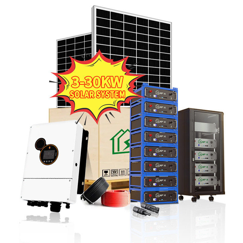 LiFePo4 হাইব্রিড সোলার সিস্টেম কিট 5kw 10kw 20kw অফ গ্রিড সোলার পাওয়ার সিস্টেম সৌর শক্তি পণ্য