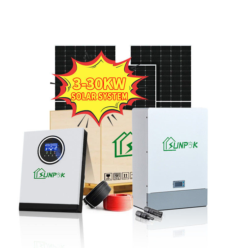 সানপোক কমপ্লিট অফ গ্রিড সোলার পাওয়ার কিট 5kwh 10kwh 15kwh 20kwh 25kwh 30kwh গ্রিড হাইব্রিড সোলার পাওয়ার ইনভার্টার