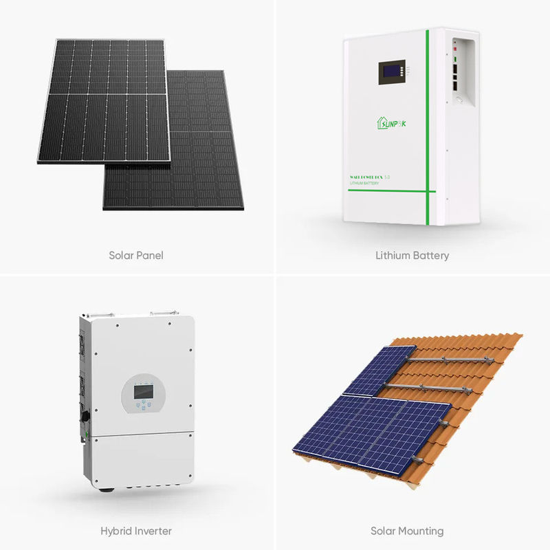 Sunpok 3kw 5kw 10kw সোলার হোম সিস্টেম 10 Kw সোলার পাওয়ার সিস্টেম প্রিফ্যাব হাউসের জন্য