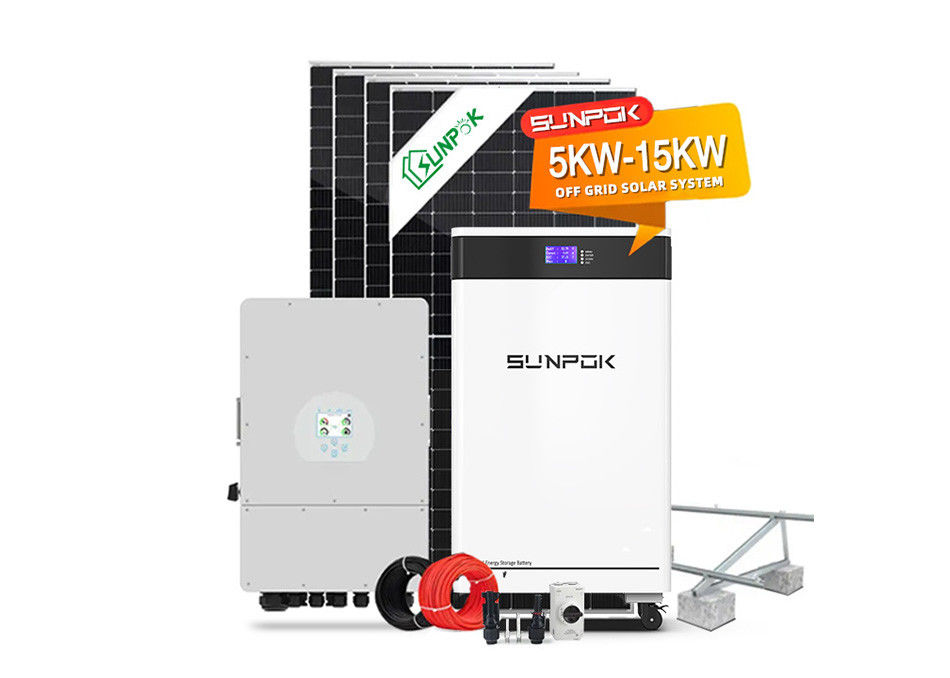 রোডওয়ে হাইব্রিড সোলার পাওয়ার সিস্টেম 5kw ইনভার্টার হাইব্রিড অফ গ্রিড সহ 30kw লিথিয়াম ব্যাটারি সোলার সিস্টেম