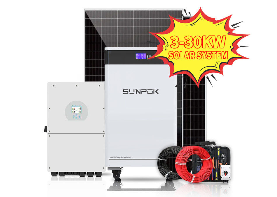 EU US 50kw হাইব্রিড সোলার পাওয়ার সিস্টেম 10kw 15kw হোম জন্য 20kw 30kw শিল্প সৌর সিস্টেম