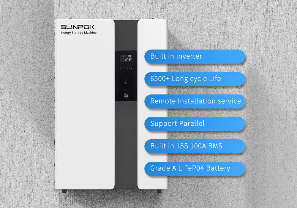 অফ-গ্রিড অল ইন ওয়ান এসএসইউ গুদাম নির্মিত 5.12Kwh 50Ah 200Ah 100Ah 51.2V 5kw ইনভার্টার ব্যাটারি