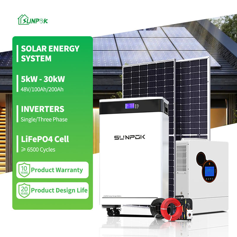 শক্তি হাইব্রিড সৌর সিস্টেম হোম জন্য 5KW 8KW 10KW 12KW সম্পূর্ণ সেট সৌর শক্তি প্যানেল
