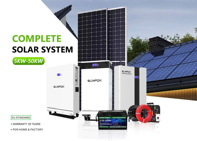 সম্পূর্ণ সোলার সিস্টেম 15Kw 10Kw অফ গ্রিড সোলার ফোটোভোলটাইক প্যানেল সিস্টেমের জন্য ব্যাটারি সহ কাস্টমাইজড সৌর শক্তি সিস্টেম
