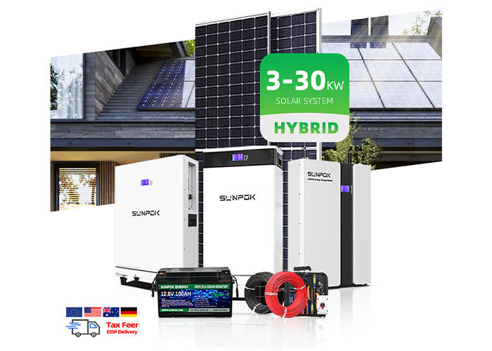 ফোটভোলটাইক 10Kw 12Kw 15Kw হাইব্রিড সৌর শক্তি সিস্টেম ইনভার্টার সহ হোম ব্যবহারের জন্য সম্পূর্ণ সৌর প্যানেল পাওয়ার সিস্টেম