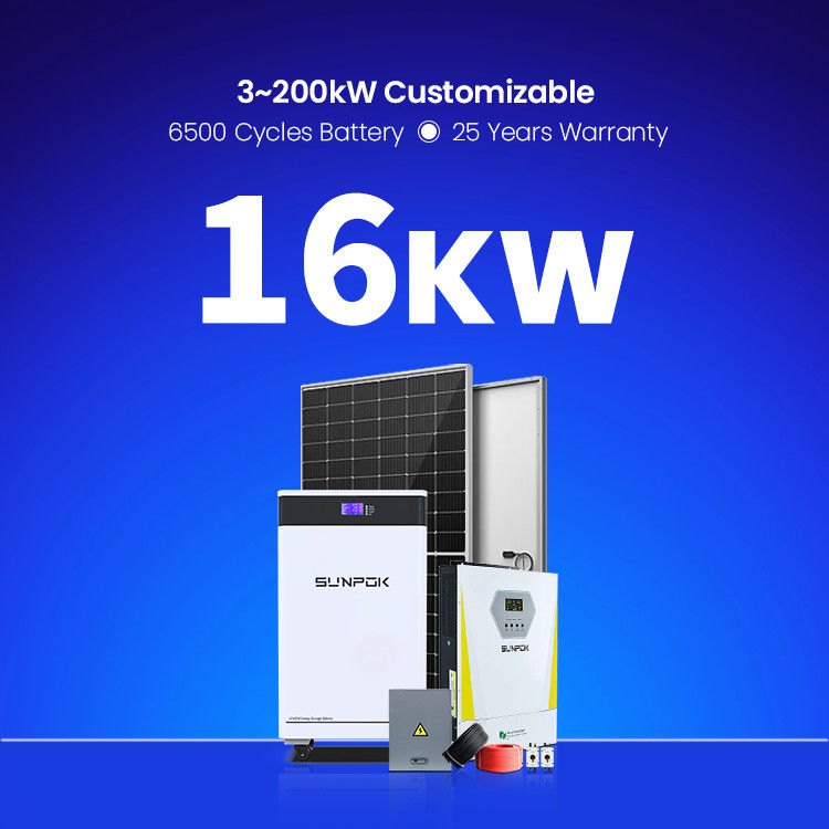 সৌর প্যানেল শক্তি সিস্টেম 15Kva 16KW 18KW সম্পূর্ণ হোম হাইব্রিড সৌর PV শক্তি সিস্টেম