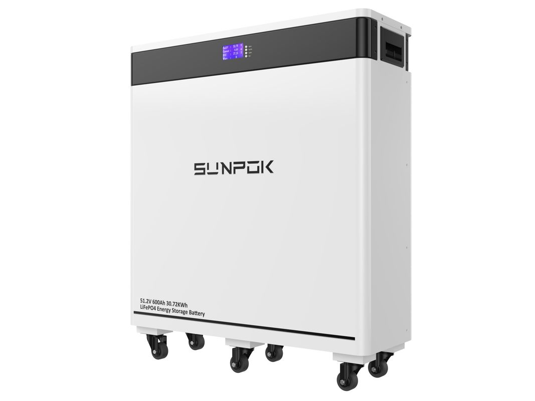 30KW গভীর চক্র 600AH মুভেবল ফ্লোর মাউন্টেড LiFePO4 51.2V লিথিয়াম আয়ন ব্যাটারি প্যাক হোম এনার্জি স্টোরেজ