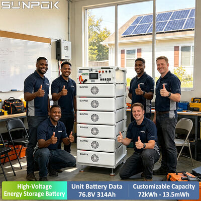 SUNPOK 76.8V 314Ah স্ট্যাকযোগ্য LiFePO4 ব্যাটারি 150-800V বাণিজ্যিক শিল্প শক্তি সঞ্চয়ের জন্য HV সিস্টেম ওয়াইফাই মনিটরিং সহ