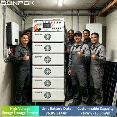 SUNPOK হাই ভোল্টেজ লিথিয়াম ব্যাটারি 76.8V 314AH 100kwh 200kwh 500kwh LiFePO4 ব্যাটারি সিস্টেম বাণিজ্যিক ব্যবহারের জন্য স্টকে আছে