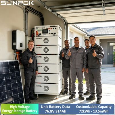 সানপোক আনইন্টারাপটিবল পাওয়ার সাপ্লাই ২৪.১২ kWh ৩১.৪ Ah ৭৬.৮V হাই ভোল্টেজ সোলার এলএফপি LiFePO4 ব্যাটারি ব্যাংক কমার্শিয়ালের জন্য