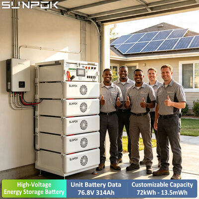 SUNPOK 76.8V 314Ah র্যাক মাউন্টড হাই ভোল্টেজ ব্যাটারি প্যাক 100kWh থেকে 500kWh শিল্প স্টোরেজ জন্য স্কেলযোগ্য